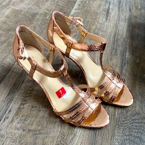 New Enzo Angiolini Metallic Copper Strappy Heeled sandals